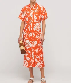 Abbie Shirtdress in Poppy White
