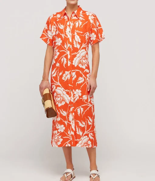 Abbie Shirtdress in Poppy White