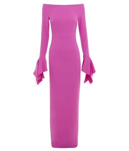 Amalie Long Sleeve Crepe Dress in Pink