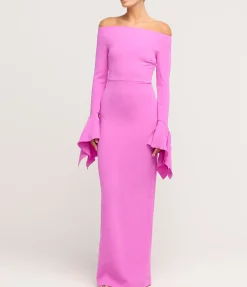 Amalie Long Sleeve Crepe Dress in Pink