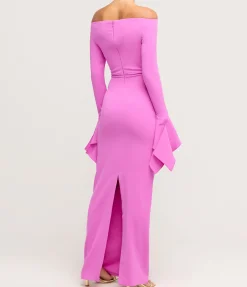 Amalie Long Sleeve Crepe Dress in Pink