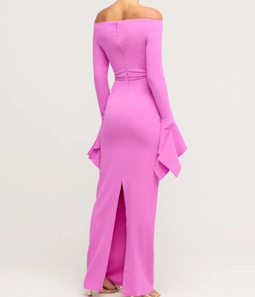 Amalie Long Sleeve Crepe Dress in Pink