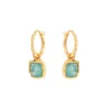 Amazonite Mini Charm Pyramid Hoops in Gold