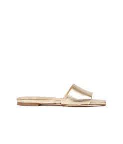 Anna Laminated Nappa Leather Flat in Gold