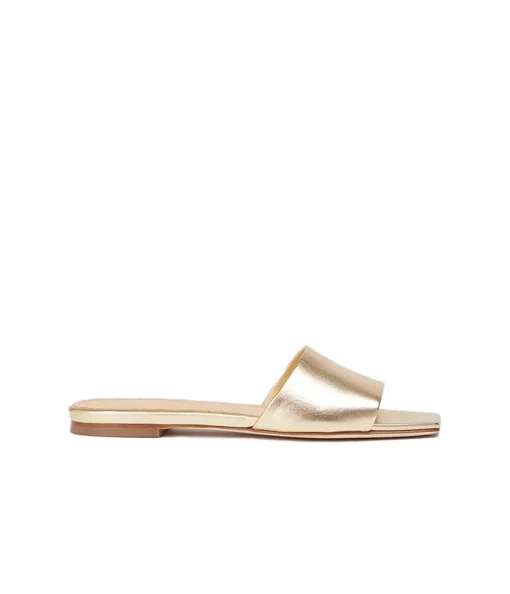 Anna Laminated Nappa Leather Flat in Gold