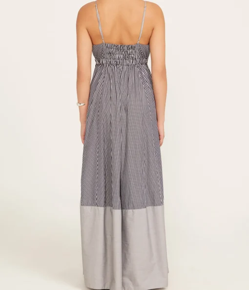 Ashton Cami Dress in Charcoal stripe