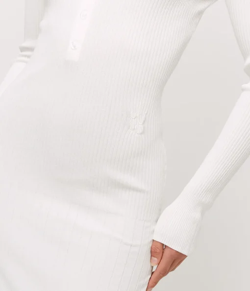 Aspen Knit Polo Dress in Crisp White