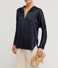 Band Collar Blouse in Coastal