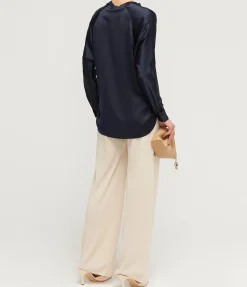 Band Collar Blouse in Coastal