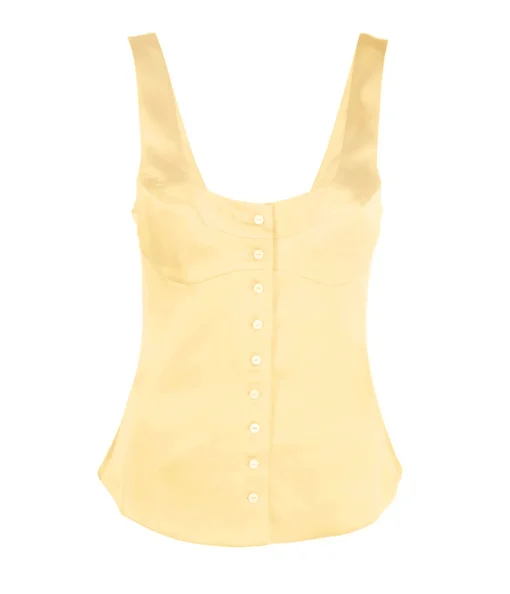 Button Down Vest in Pale Yellow