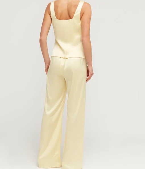 Button Down Vest in Pale Yellow
