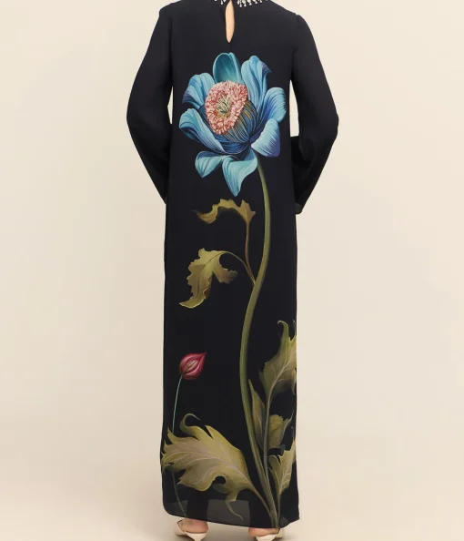 Capucine Crepe Dress in Painterly Flower