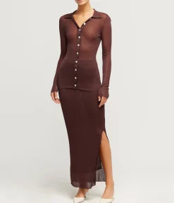 Carrie Midi Skirt in Cocoa
