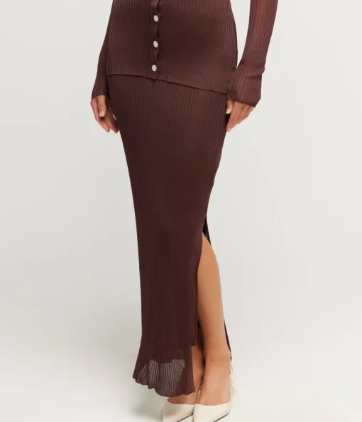 Carrie Midi Skirt in Cocoa