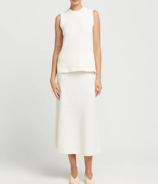 Celeste Cashmere Blend Skirt in Off White