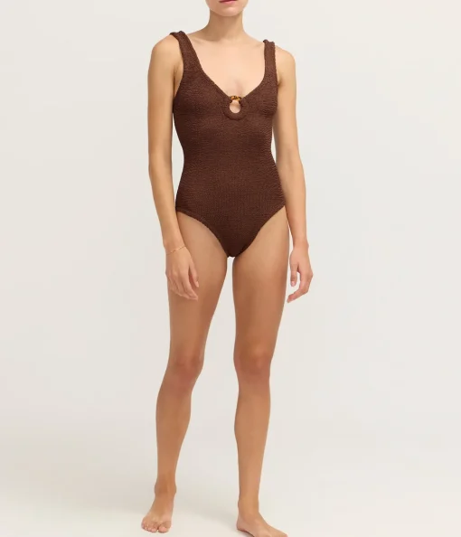 Celine Swimsuit in Metallic Chocolate