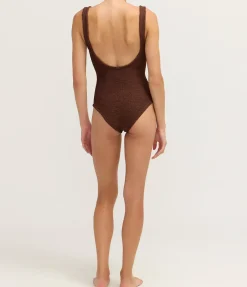 Celine Swimsuit in Metallic Chocolate