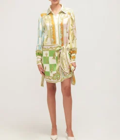 Checkmate Silk Mini Dress in Multi