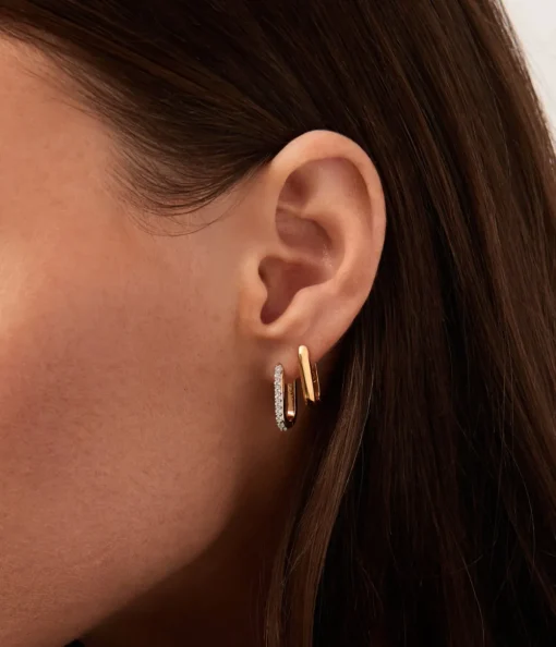 Classic Ovate Hoop Earrings in Gold