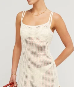 Crochet Scoop Neck Dress in Milk