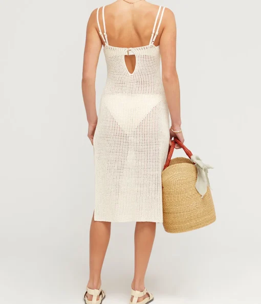 Crochet Scoop Neck Dress in Milk
