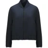 Cropped Wool Bomber Jacket in Navy
