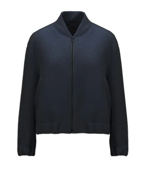 Cropped Wool Bomber Jacket in Navy