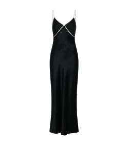 Crush Contrast Bind Cami Dress in Black and Cream
