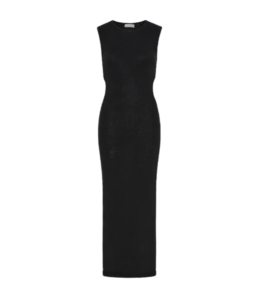 Cupro Jersey Drape Dress in Black