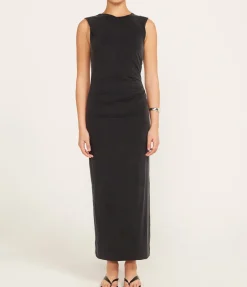 Cupro Jersey Drape Dress in Black