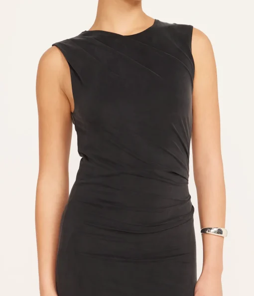 Cupro Jersey Drape Dress in Black