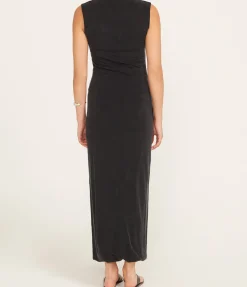 Cupro Jersey Drape Dress in Black