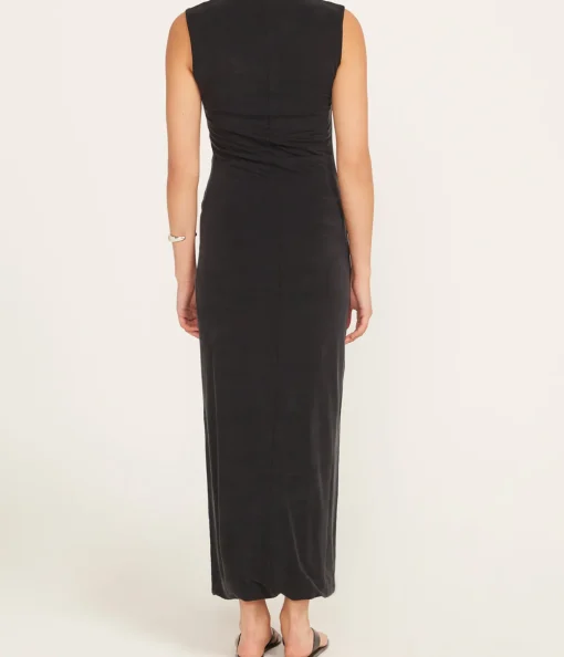 Cupro Jersey Drape Dress in Black