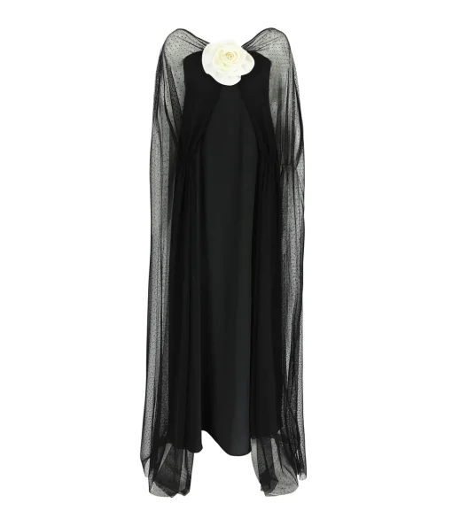 Delphine Sheer Maxi Dress in Black