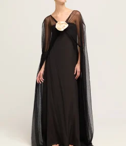 Delphine Sheer Maxi Dress in Black