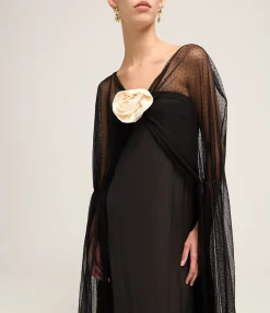 Delphine Sheer Maxi Dress in Black