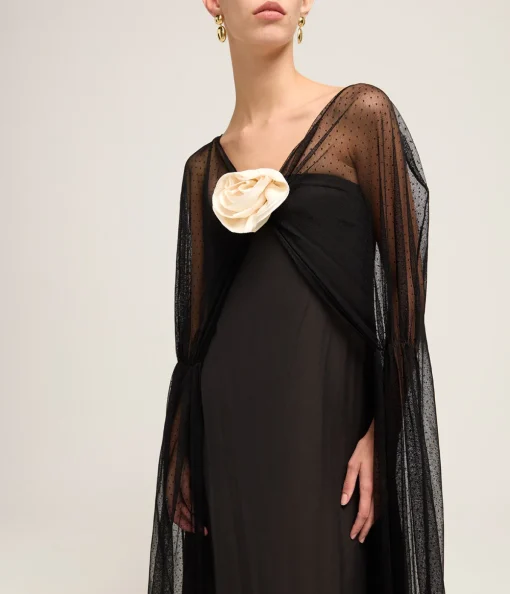Delphine Sheer Maxi Dress in Black
