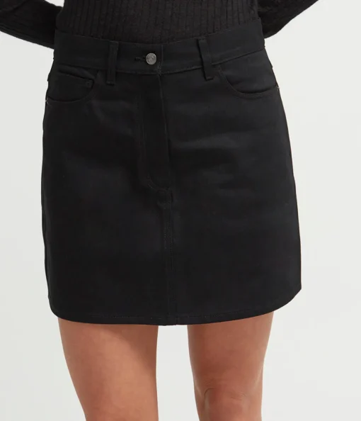 Denim Mini Skirt in Black