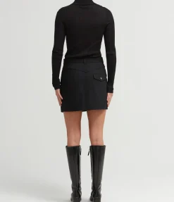 Denim Mini Skirt in Black