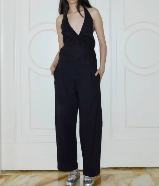 Drawcord Halter in Black