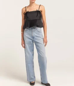 Duchesse Satin Top in Black