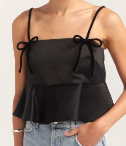 Duchesse Satin Top in Black
