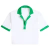 Estate Towelling Tee in Bianco with Verde Trim