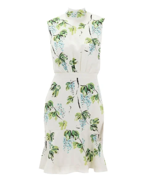 Fleur Silk Short Dress in Blueberry Placement