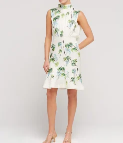 Fleur Silk Short Dress in Blueberry Placement