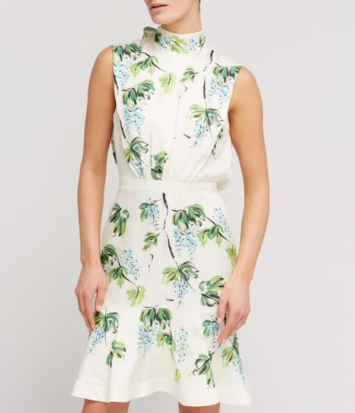 Fleur Silk Short Dress in Blueberry Placement