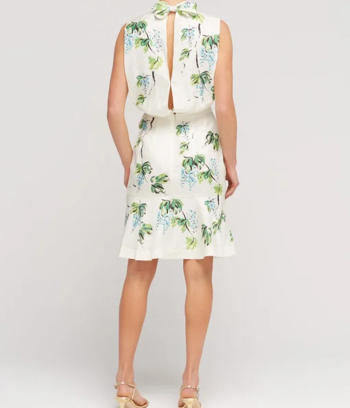 Fleur Silk Short Dress in Blueberry Placement