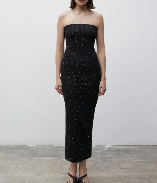 Galaxy Dress and Shrug in Black and Gold
