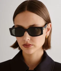 Gucci Rectangular Black Monogram Sunglasses