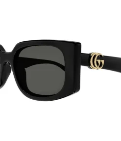 Gucci Rectangular Black Monogram Sunglasses